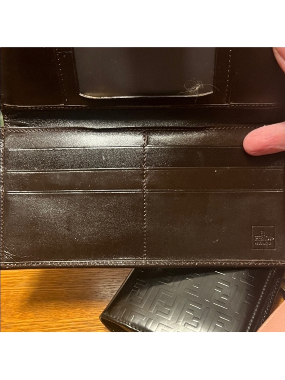 Fendi Brown & Black Logo Chain Shoulder Wallet - Picture 7 of 13